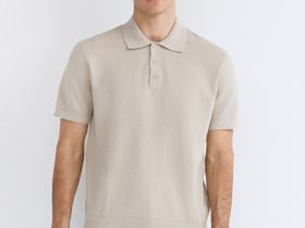 Поло из текстурной ткани, Бежевый