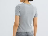 Футболка в рубчик с принтом, Серый