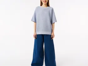 Женский вязаная футболка Lacoste оверсайз с коротким рукавом