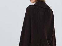 Джемпер с воротником-стойкой на молнии, Коричневый