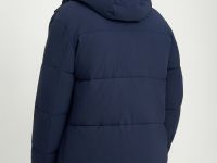 Утепленное стеганое полупальто с капюшоном