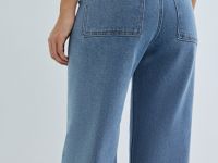 Широкие джинсы с высокой посадкой, Голубой