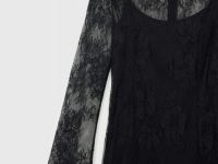 Кружевное платье с длинными рукавами, Черный