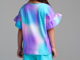 Комплект трикотажный для девочек: фуфайка (футболка), шорты