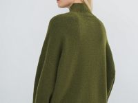 Свитер из мягкой пряжи с шерстью, Зеленый
