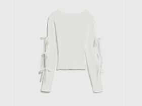 Вязаный джемпер с бантами для девочек, Белый