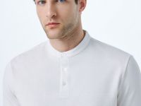 Поло с воротником-стойкой, Белый