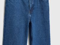 Прямые джинсы с отворотами, Синий