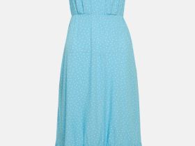 Сарафан миди приталенного силуэта с принтом в горошек