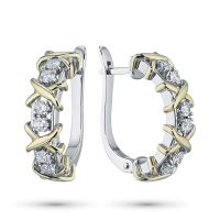 Серьги из комбинированного золота с бриллиантами э4801сг06164900