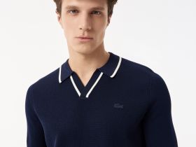Мужское вязаное поло Lacoste из вискозы