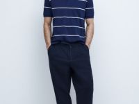 Поло в полоску, Синий