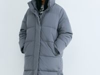 Длинный пуховик для девочек, Серый