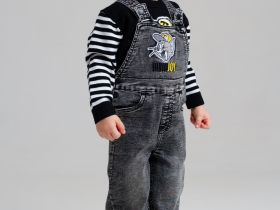 Полукомбинезон детский текстильный джинсовый для мальчиков