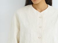 Укороченный жакет с жаккардовым узором, Бежевый