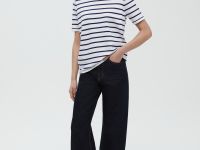 Джемпер в полоску с коротким рукавом