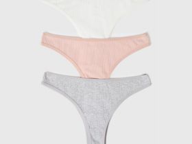 Трусы-бразилиана в рубчик, 3 шт., Серый