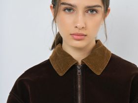 Жакет с бархатным напылением, Коричневый