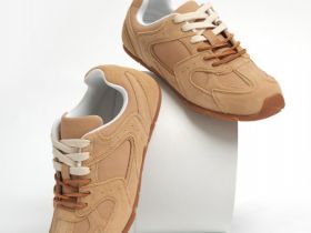 Кроссовки из натуральной кожи, Бежевый