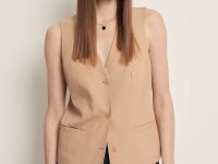 Жилет с добавлением льна приталенного силуэта