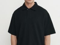 Поло из жатого хлопка, Черный