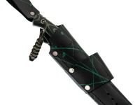 Нож Пиранья, сталь N690, рукоять G-10 черно-зеленая с паракордом