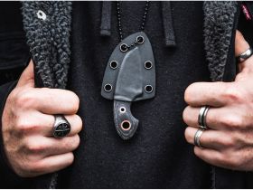 Шейный нож с фиксированным клинком Boker Gnome all Black Copper, сталь D2, рукоять микарта, черный