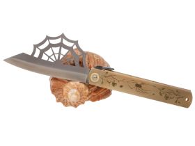 Складной нож Nagao Higonokami Aranea - Spider, 100мм, сталь Aogami Silver, рукоять латунь