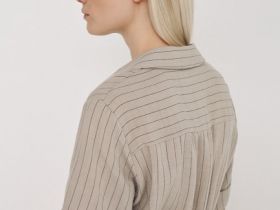 Платье-рубашка с поясом, Бежевый