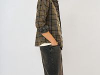 Рубашка в клетку с эффектом стирки, Желтый