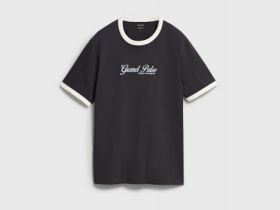 Футболка с текстовым принтом, Коричневый