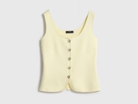 Вязаный топ с акцентными пуговицами, Желтый