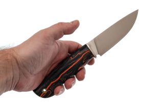 Шкуросъёмный нож Сокол, сталь М398, рукоять микарта, мельхиор