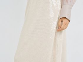 Прямая юбка с пайетками, Бежевый