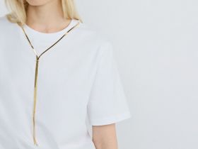 Футболка с декором на горловине, Белый