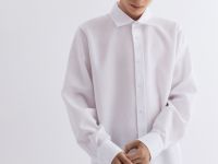 Белая свободная школьная рубашка из вафельного трикотажа Глория Джинс