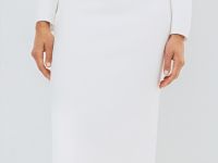 Вязаная юбка миди, Белый