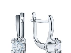 Серьги из белого золота с бриллиантами э4701сг06200855