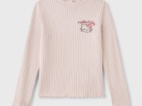 Бежевая водолазка в рубчик с аппликацией Hello Kitty для девочки Глория Джинс
