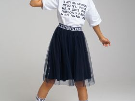 Юбка с верхом из сетки