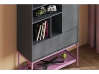 Стеллаж Изи 90x152 Графитовый/Розовый