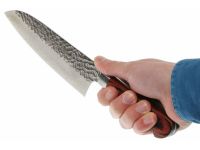 Нож Сантоку 180 мм, Sakai Takayuki, сталь VG-10 Damascus, рукоять дерево Pakka wood, коричневый