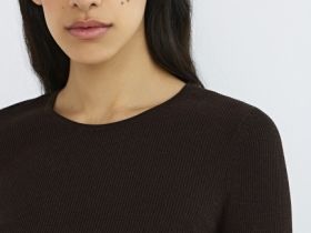 Приталенный джемпер с люрексом, Коричневый