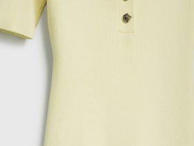 Платье в рубчик с воротником поло, Желтый