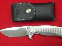 Нож складной LionSteel SR11 G (GREY), сталь Uddeholm Sleipner® Satin, рукоять титан по технологии Solid®, серый
