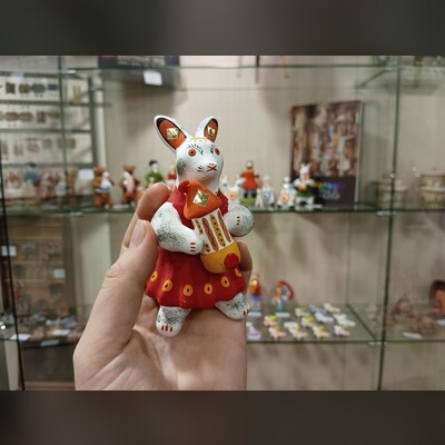 Роспись дымковского зайки