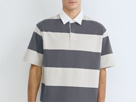 Поло в полоску из хлопка, Голубой