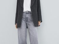 Ультраширокие джинсы с высокой посадкой, Серый