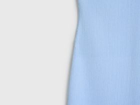 Вязаное платье в рубчик с воротником-стойкой, Голубой