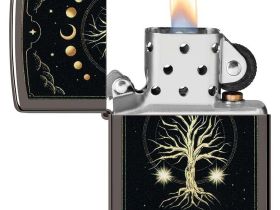 Зажигалка ZIPPO Mystic Nature Design с покрытием Black Ice®, латунь/сталь, черная